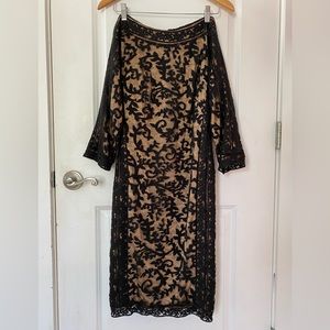 Tadashi Shoji lace cocktail dress black size 4